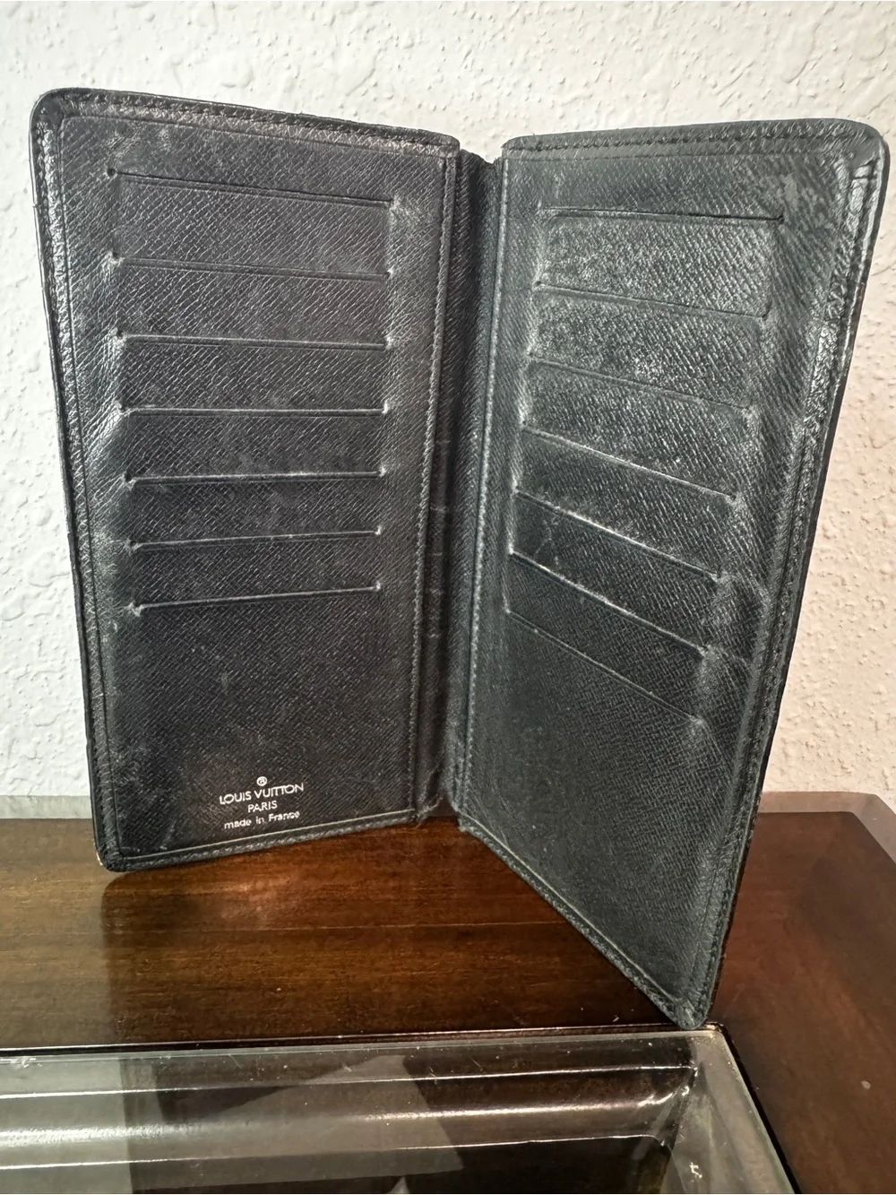 Louis Vuitton Black Taiga Long Wallet